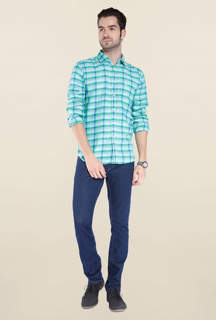 Parx Green Checks Linen Shirt Parx Green Checks Linen Shirt