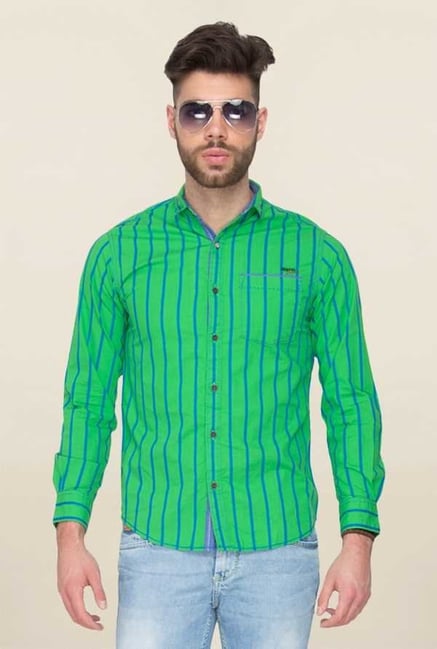 Mufti Green Striped Shirt Mufti Green Striped Shirt