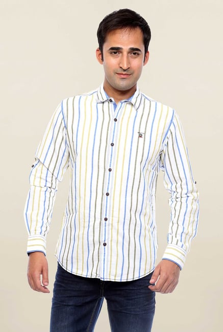 Mufti White Striped Cotton Shirt Mufti White Striped Cotton Shirt