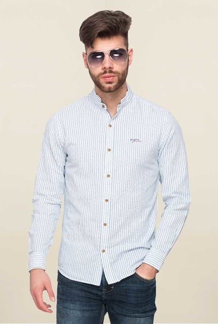 Mufti Blue & White Striped Shirt Mufti Blue & White Striped Shirt