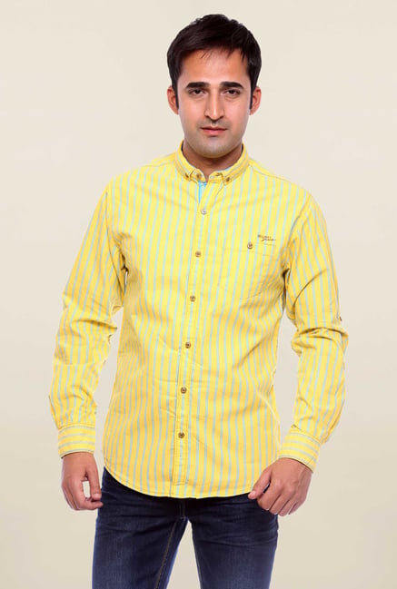 Mufti Yellow Striped Slim Fit Shirt Mufti Yellow Striped Slim Fit Shirt