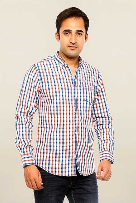 Mufti White Checks Slim Fit Shirt Mufti White Checks Slim Fit Shirt