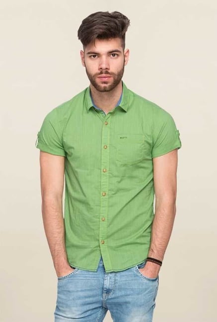 Mufti Green Solid Shirt Mufti Green Solid Shirt