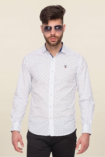 Mufti Blue Printed Slim Fit Shirt Mufti Blue Printed Slim Fit Shirt