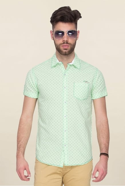 Mufti Green Printed Cotton Shirt Mufti Green Printed Cotton Shirt