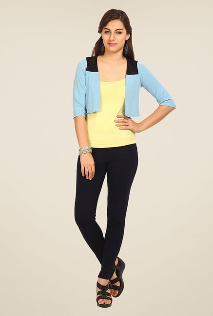 Avirate Blue Solid Shrug Avirate Blue Solid Shrug