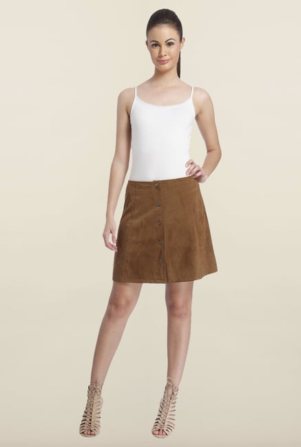Only Brown Solid Mini Skirt Only Brown Solid Mini Skirt