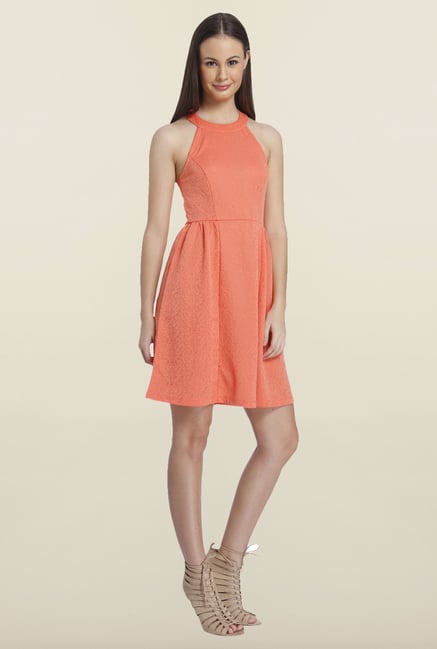 Only Coral Solid Mini Dress Only Coral Solid Mini Dress