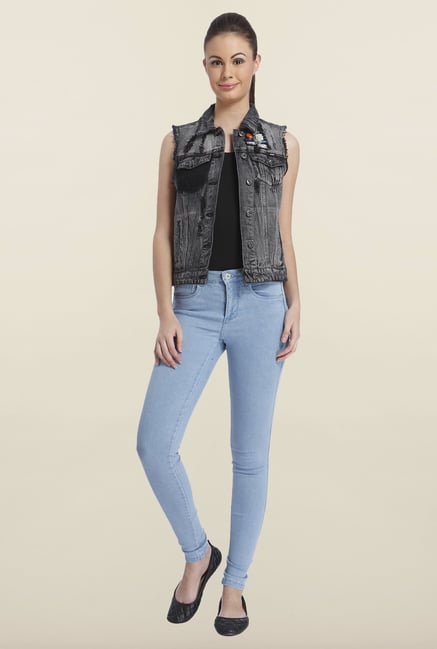 Only Black Solid Denim Jacket Only Black Solid Denim Jacket