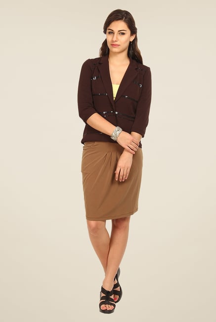 Avirate Brown Solid Blazer Avirate Brown Solid Blazer