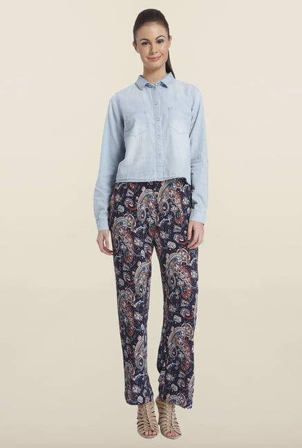 Only Light Blue Solid Denim Shirt Only Light Blue Solid Denim Shirt