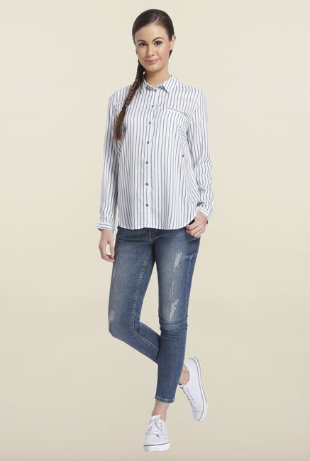 Only White Striped Casual Shirt Only White Striped Casual Shirt