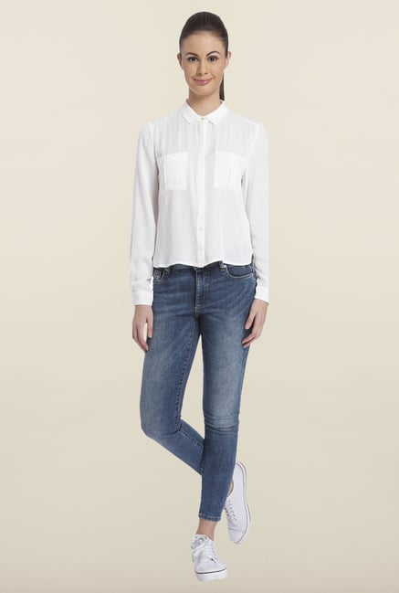 Only White Solid Casual Shirt Only White Solid Casual Shirt