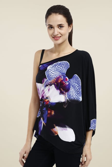 Avirate Black Floral Printed Top Avirate Black Floral Printed Top