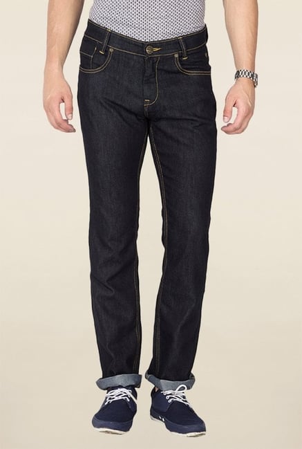 Mufti Black Solid Raw Denim Jeans Mufti Black Solid Raw Denim Jeans