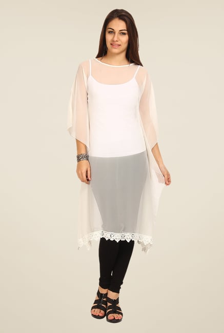 Avirate White Solid Kaftan Avirate White Solid Kaftan