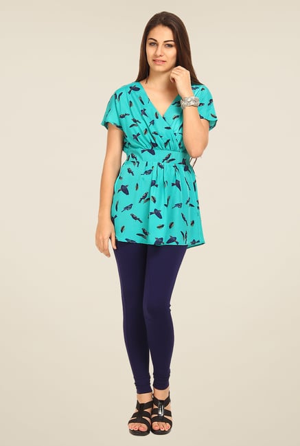 Avirate Turquoise Printed Top Avirate Turquoise Printed Top