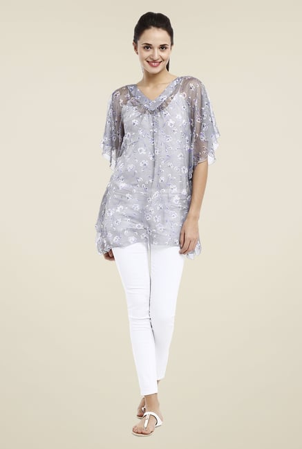 Avirate Grey Floral Printed Top Avirate Grey Floral Printed Top
