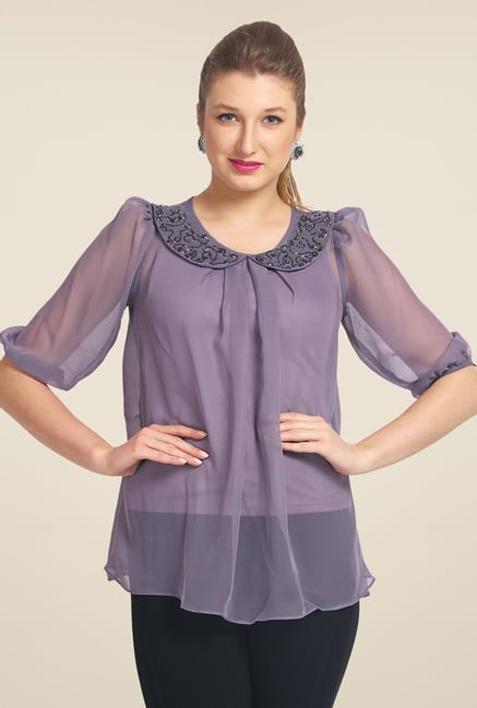 Avirate Purple Embellished Top Avirate Purple Embellished Top