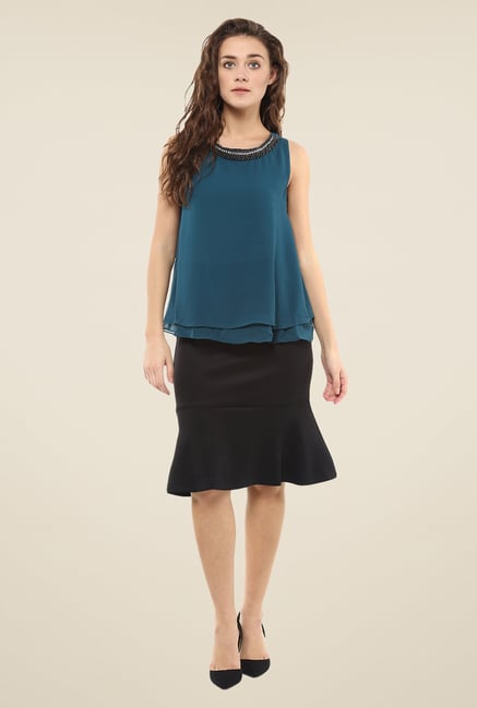 Avirate Dark Green Embellished Top Avirate Dark Green Embellished Top