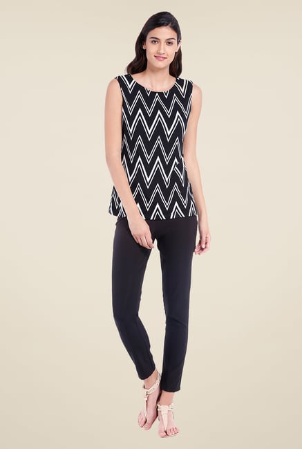 Avirate Black Chevron Printed Top Avirate Black Chevron Printed Top