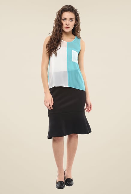 Avirate Blue & White Solid Top Avirate Blue & White Solid Top