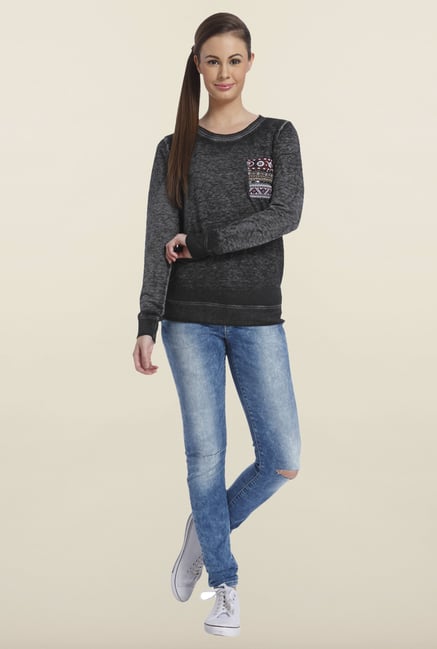Only Dark Grey Solid Sweatshirt Only Dark Grey Solid Sweatshirt