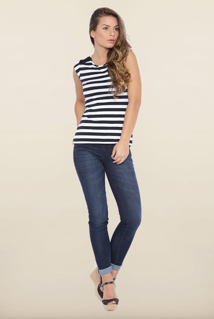 Kraus Black & White Striped Lace Top Kraus Black & White Striped Lace Top