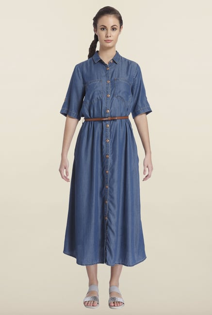 Only Dark Blue Denim Casual Dress Only Dark Blue Denim Casual Dress