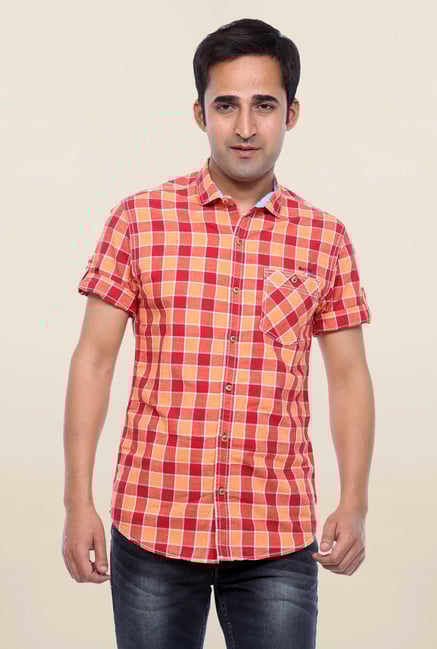 Mufti Orange & Red Checks Shirt Mufti Orange & Red Checks Shirt