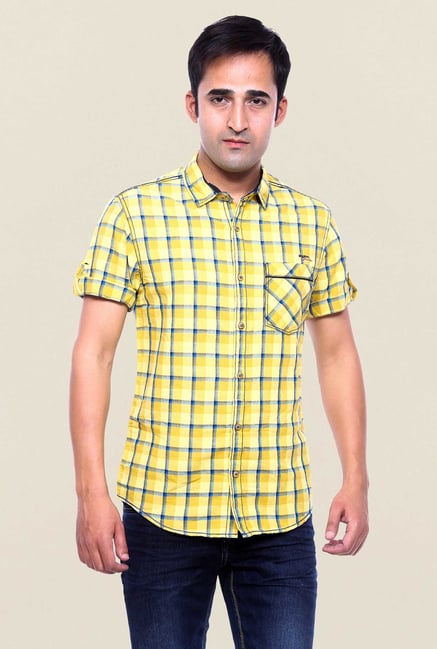 Mufti Yellow Checks Shirt Mufti Yellow Checks Shirt
