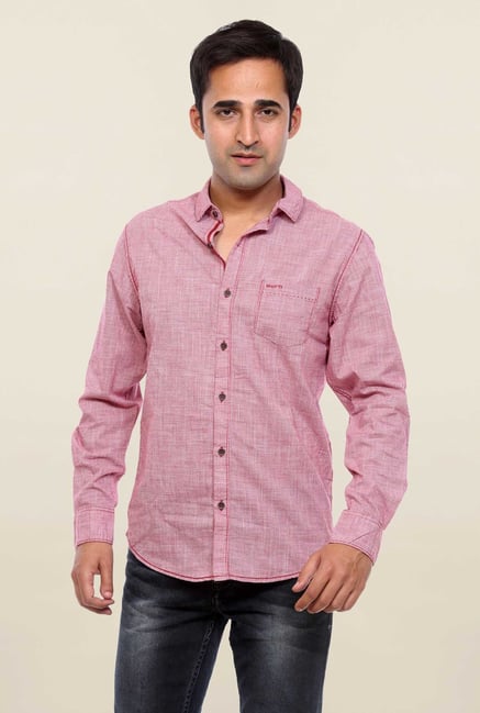 Mufti Pink Self Printed Shirt Mufti Pink Self Printed Shirt
