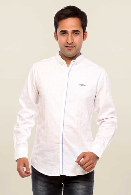 Mufti White Solid Slim Fit Shirt Mufti White Solid Slim Fit Shirt
