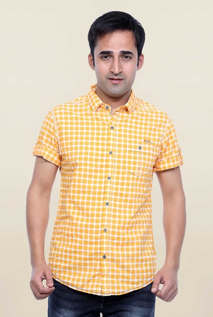 Mufti Orange Checks Shirt Mufti Orange Checks Shirt