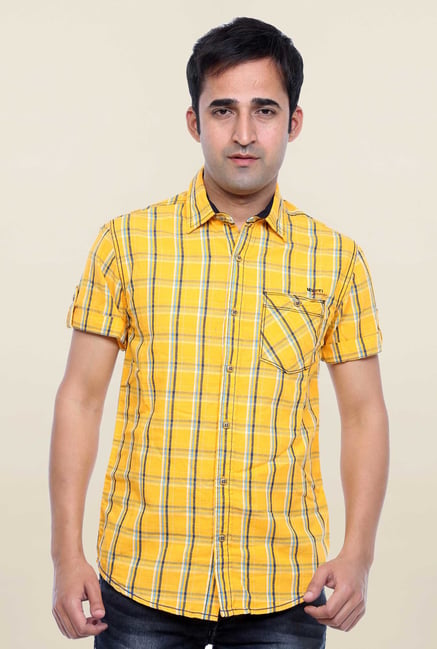 Mufti Yellow Checks Shirt Mufti Yellow Checks Shirt