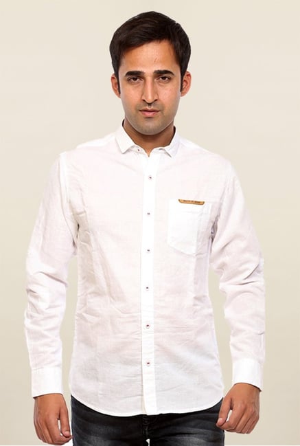 Mufti White Solid Slim Fit Shirt Mufti White Solid Slim Fit Shirt