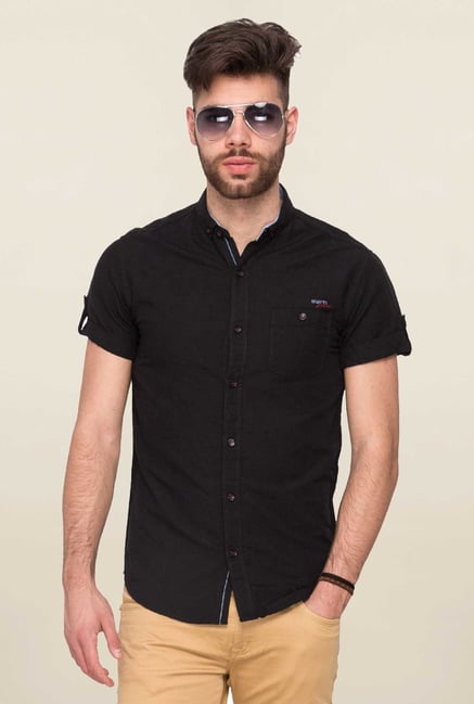 Mufti Black Solid Slim Fit Shirt Mufti Black Solid Slim Fit Shirt