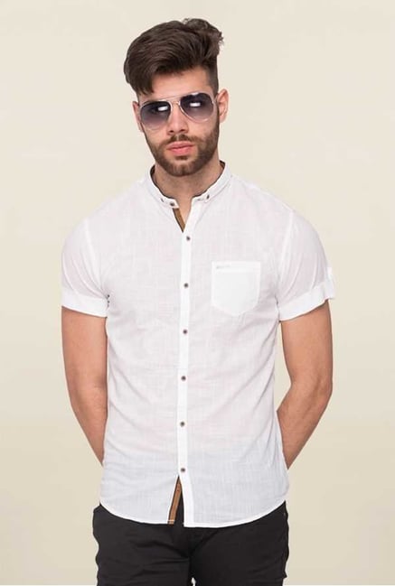 Mufti White Solid Shirt Mufti White Solid Shirt