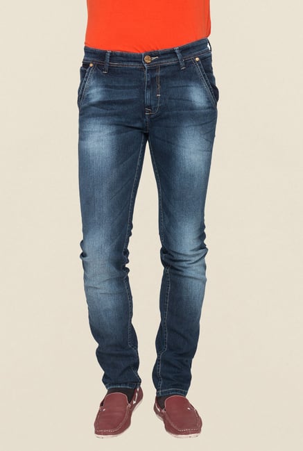 Mufti Navy Lightly Washed Slim Fit Jeans Mufti Navy Lightly Washed Slim Fit Jeans