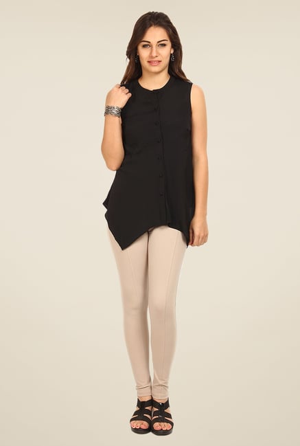 Avirate Black Solid Sleeveless Shirt Avirate Black Solid Sleeveless Shirt