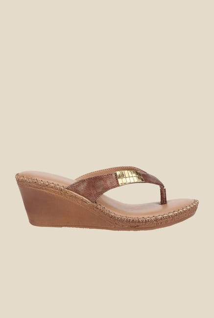 La Briza Brown Slide Wedge Sandals La Briza Brown Slide Wedge Sandals