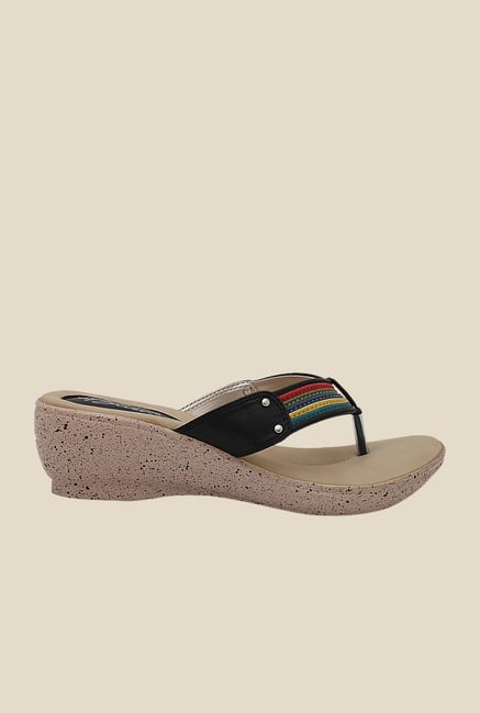 La Briza Black Thong Wedges La Briza Black Thong Wedges
