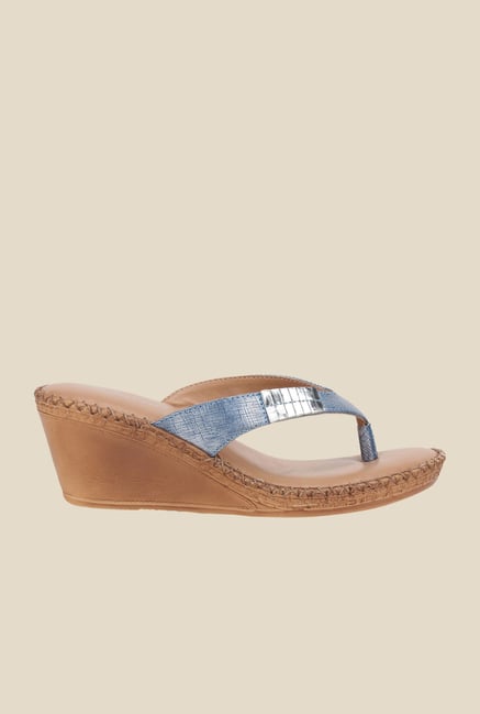 La Briza Blue Slide Wedge Sandals La Briza Blue Slide Wedge Sandals