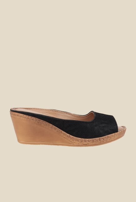 La Briza Black Mule Wedge Sandals La Briza Black Mule Wedge Sandals
