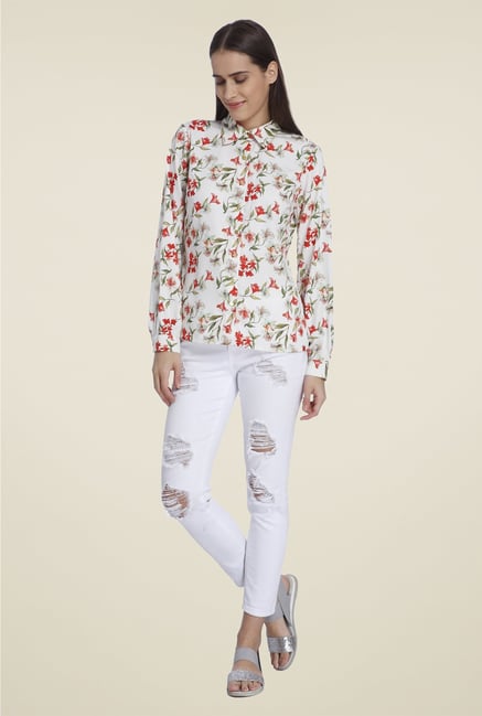 Vero Moda White Printed Casual Shirt Vero Moda White Printed Casual Shirt