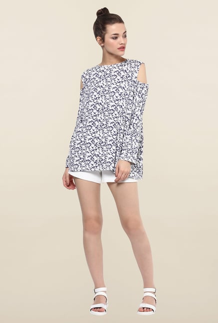 Femella Purple & White Printed Top Femella Purple & White Printed Top