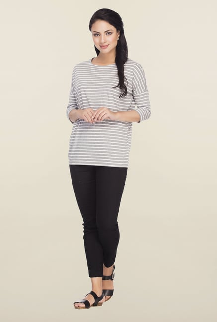 Femella Grey Striped Top Femella Grey Striped Top