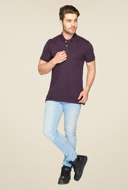 ColorPlus Purple Solid Polo T Shirt ColorPlus Purple Solid Polo T Shirt