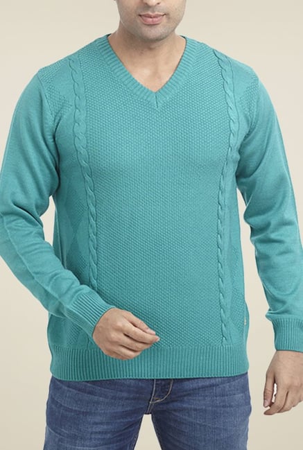 Parx Turquoise Solid Sweater Parx Turquoise Solid Sweater