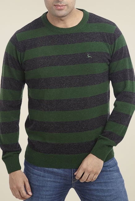 Parx Green Striped Sweater Parx Green Striped Sweater